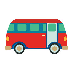 Vector of vintage camper van, retro camper van and minibus illustration isolated on white background.
