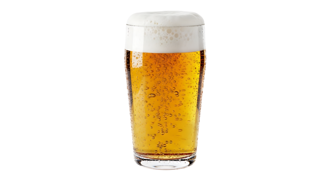 A refreshing glass of beer. isolated on transparent background