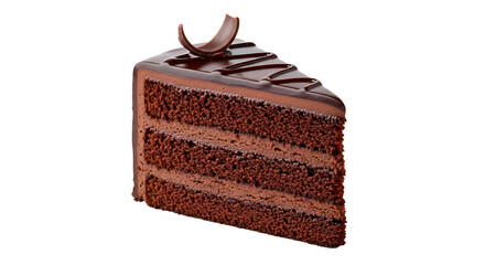 A Slice of Rich Chocolate Cake. isolated on transparent background