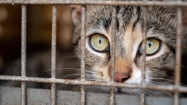 Abandoned Cat Yearning for a New Home Pet Adoption Campaign Stock Image.