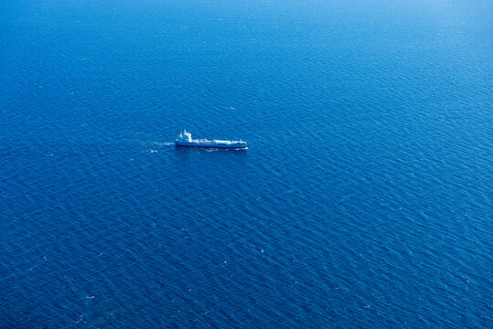 Container ship sailing through the Baltic Sea.