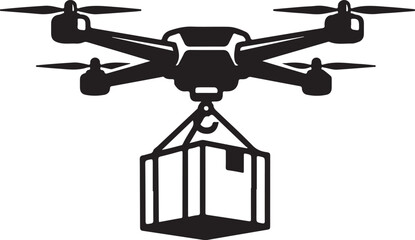 Drone delivery service concept with package shipping logistics and futuristic transportation solution isolated illustration