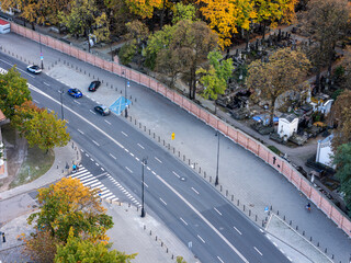 Warszawa, panorama miasta widoczna z okolicy Starych Powązek, jesień © hunter76