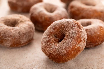 Fototapete Zu Essen Apple cider or pumpkin spice donuts being covered in cinnamon sugar after baking  © fahrwasser