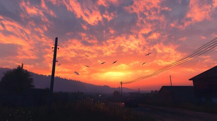 sunset over the city
