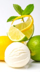 Refreshing Citrus Delight - Lemon, Lime, and Sorbet Harmony.