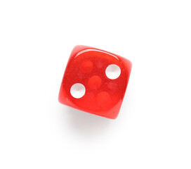 Red game dice on white background