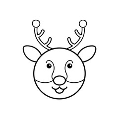 Cartoon reindeer face drawing on transparent background