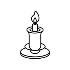 Burning candle in candle holder on transparent background