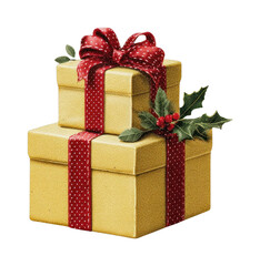 Obraz premium PNG Festive gifts with red ribbons.