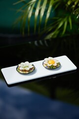 Gourmet beef  tartare with egg yolk