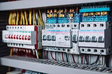 Electrical circuit breakers panel distributing power