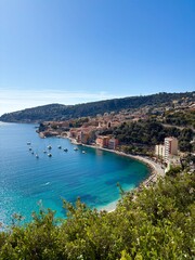 Fototapeta premium View of the Villefranche-sur-Mer Bay, France in the French Riviera