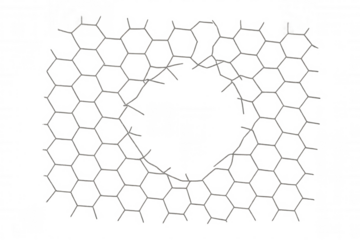 Abstract geometric hexagon pattern with connecting lines creating a modern shape, transparent background