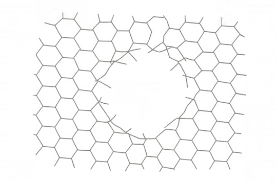 Abstract geometric hexagon pattern with connecting lines creating a modern shape, transparent background