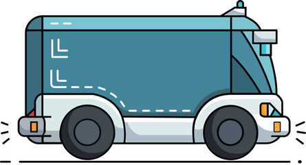 Vector art of autonomous delivery van, modern and efficient design