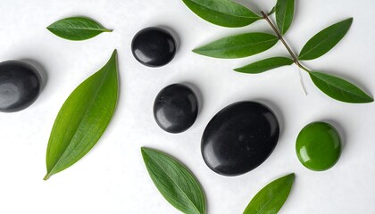 Zen Stones and Green Leaves - A Minimalist Spa Still Life.