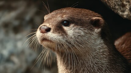 Closeup of an Adorable Oriental Smallclawed Otter Gazing Curiously, Ideal for Branding and Inspiring Content.