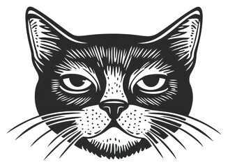 PNG Cat face art illustration drawing.