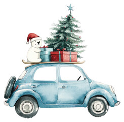PNG Christmas car christmas tree snow.