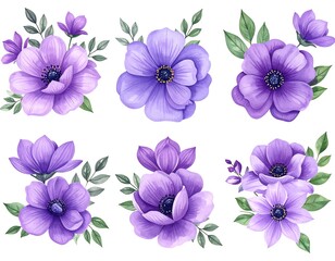 Elegant Purple Anemone Flower Arrangements for Creative Design Projects.