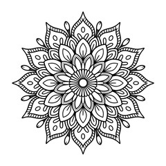 Mandala illustration vector style coloring page line art