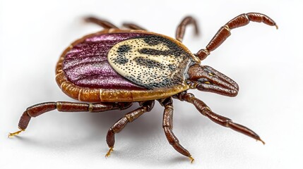 Closeup of an Isolated Tick with a Unique Black and White Spot on its Back Ideal for Highimpact Designs and Medical Content, Inspiring Intrigue and Awareness.