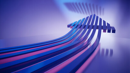 Abstract Blue and Pink Arrow Ascending on Gradient Background, Futuristic Design and Modern Aesthetic, Conveying Upward Progress