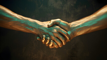 Golden Handshake A Powerful Symbol of Partnership Cooperation and Unity Representing Trust Collaboration and Mutual Agreement in Business or Political Endeavors