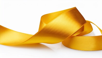 Yellow Ribbon Curly Isolated On White Clipping Path Side View