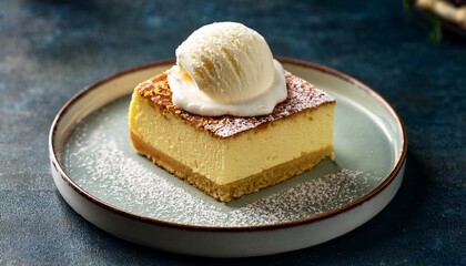 Tres Leches Cake Served With Vanilla Ice Cream