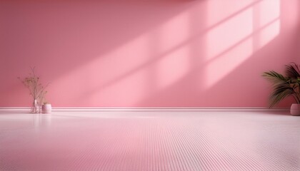 Pink Room With A White Floor And A Pink Wall