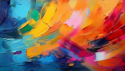 Painterly Texture Abstract Background Using Bold Bright Brushstrokes With A Contrasting Color Palette