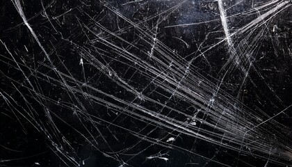 White Scratches And Dust On Black Background Old Dirty Glass