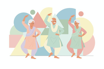 Happy senior adults enjoy traditional dance promoting active joyful aging and cultural heritage