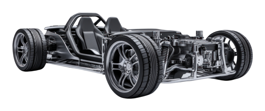 PNG Car Chasis frame vehicle transportation engineering.