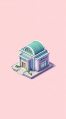 Naklejka premium Elegant Architectural Building with Green Roof and Stylish Design.