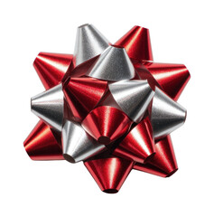 PNG Festive metallic red silver bow