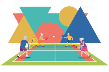 Seniors enjoying a vibrant pickleball game promoting active lifestyles and community