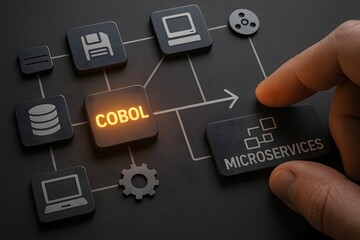 A hand choosing the microservices option.