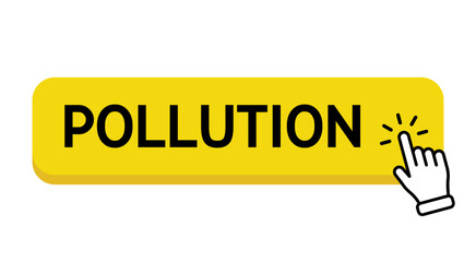 Pollution button with hand mouse cursor click icon.Vector illustration.