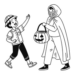 Characters Couple in Costumes Festive Illustration Set.svg