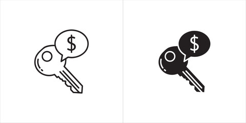 Question mark in speech bubble icon, outline and filled