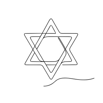 Star of David outline design with interconnected lines on white background  