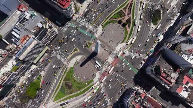 Capture the essence of Buenos Aires with breathtaking drone footage of the Obelisk. Ideal for tourism promotions, documentaries, and creative projects that highlight Argentina's iconic landmark. 