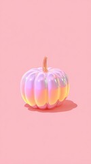 Obraz premium Pastel Pumpkin on Pink Background - A Whimsical Autumnal Delight.