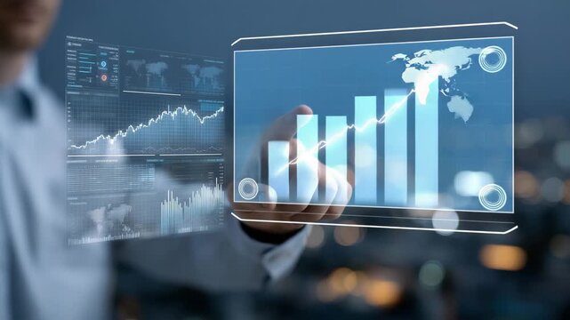 An investor uses a modern real estate dashboard that highlights rental trends and occupancy rates, reflecting market forecasting, strategic asset management, and digital property i