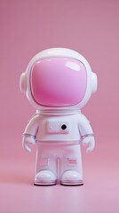 Pink Astronaut Figure on Pink Background.