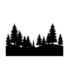 Forest panorama silhouette, wilderness scenery vector