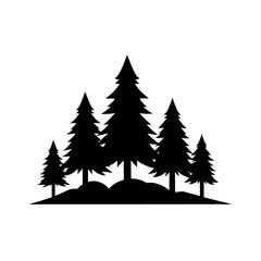 Obraz premium Coniferous tree forest silhouette, vector nature illustration